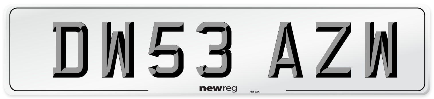 DW53 AZW Number Plate from New Reg